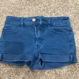 American Eagle Blue Hi Rise Shortie Jean Shorts